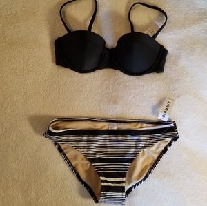 Old Navy b&w striped push-up bikini Sz S NWT